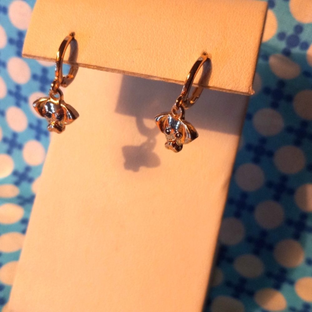 Earrings, gold dogs